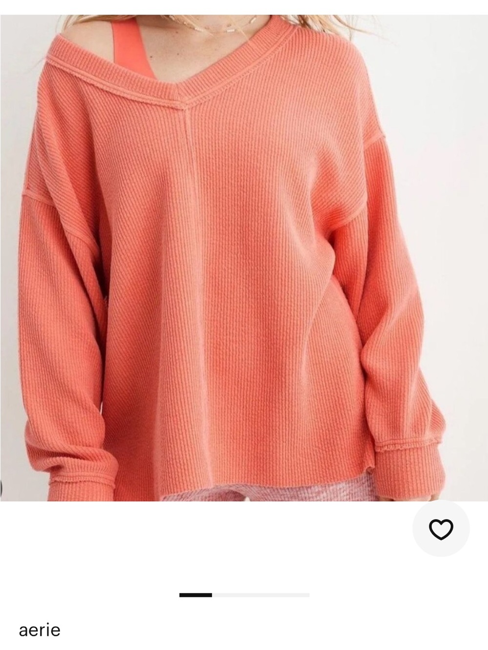 Aerie Wonder Textured V Neck Swearshirt